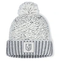 Bonnet en tricot à revers avec pompon pour femme Fanatics Vegas Golden Knights Fundamental Mist blanc/gris