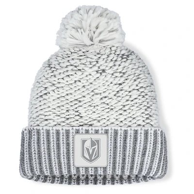 Women's Fanatics White/Gray Vegas Golden Knights Fundamental Mist Cuffed Knit Hat with Pom