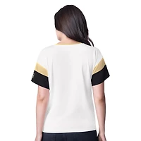 T-shirt surdimensionné à col en V et strass G-III 4Her by Carl Banks pour femme, motif patinoire des Golden Knights de Vegas blanc