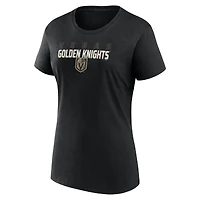 T-shirt à col rond et logo athlétique noir pour femme, motif Vegas Golden Knights
