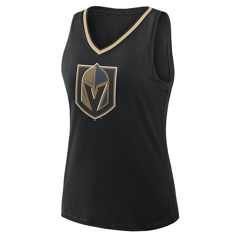 Débardeur à col en V avec logo athlétique noir pour femme des Golden Knights de Vegas