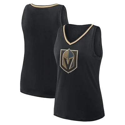 Débardeur à col en V avec logo athlétique noir pour femme des Golden Knights de Vegas