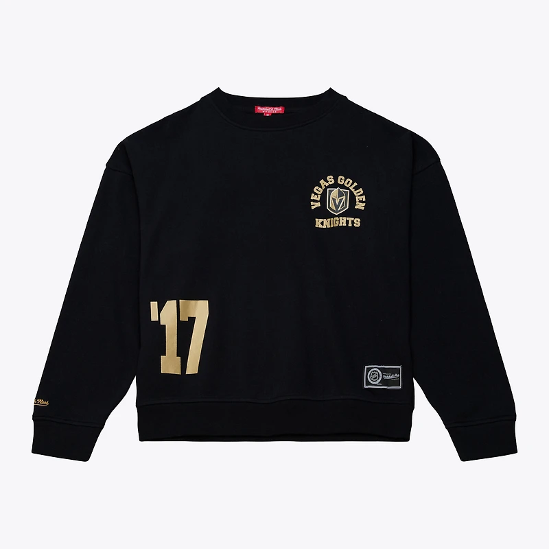 Sweat-shirt à col rond Mitchell & Ness noir Vegas Golden Knights pour femme
