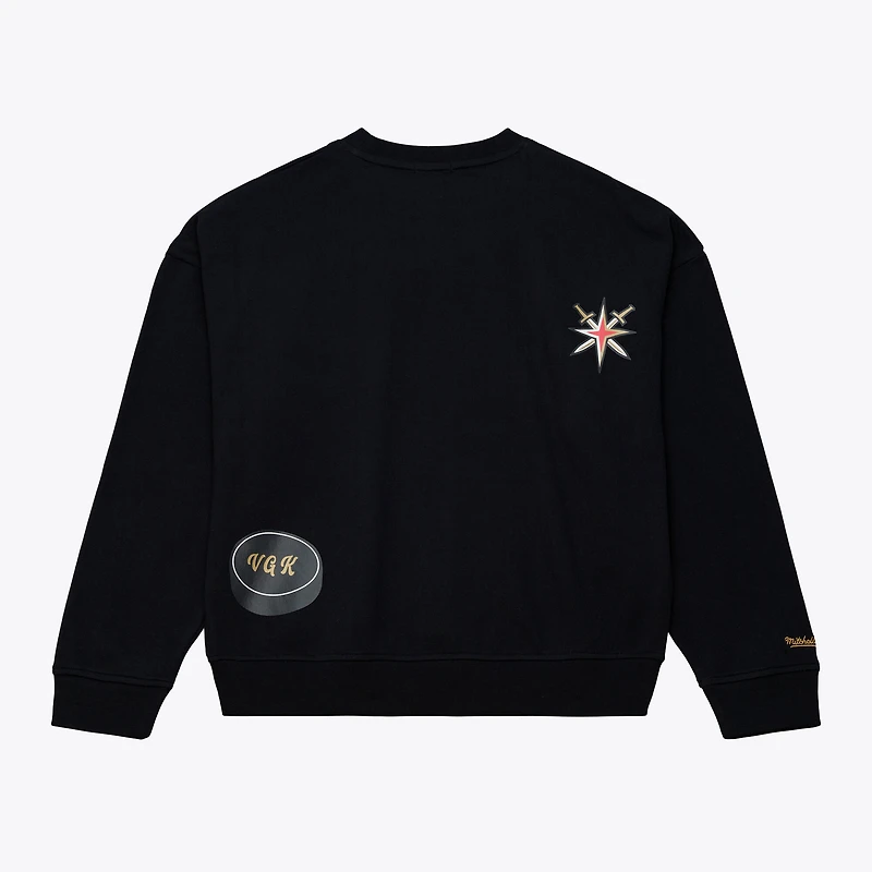 Women's Mitchell & Ness  Black Vegas Golden Knights Crewneck Sweatshirt