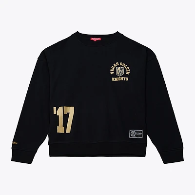 Women's Mitchell & Ness  Black Vegas Golden Knights Crewneck Sweatshirt