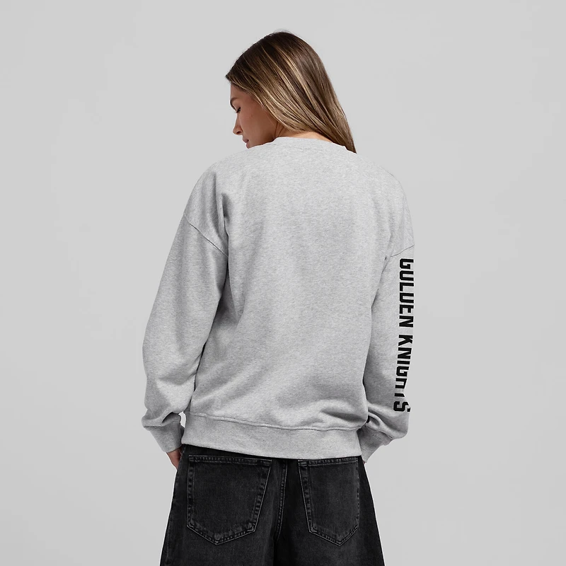 Women's Mitchell & Ness Heather Gray Vegas Golden Knights Core 3-Hit Oversized Sweatshirt