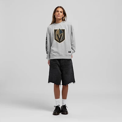 Women's Mitchell & Ness Heather Gray Vegas Golden Knights Core 3-Hit Oversized Sweatshirt