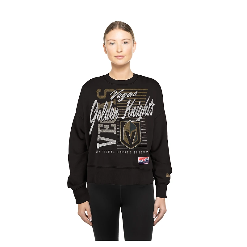 Sweat-shirt oversize noir délavé minéral Vegas Golden Knights de New Era pour femme