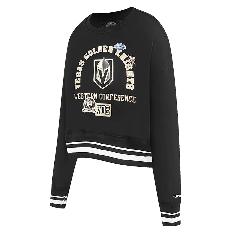 Women's Pro Standard  Black Vegas Golden Knights Area Code Cropped Pullover Sweatshirt