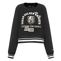 Women's Pro Standard  Black Vegas Golden Knights Area Code Cropped Pullover Sweatshirt