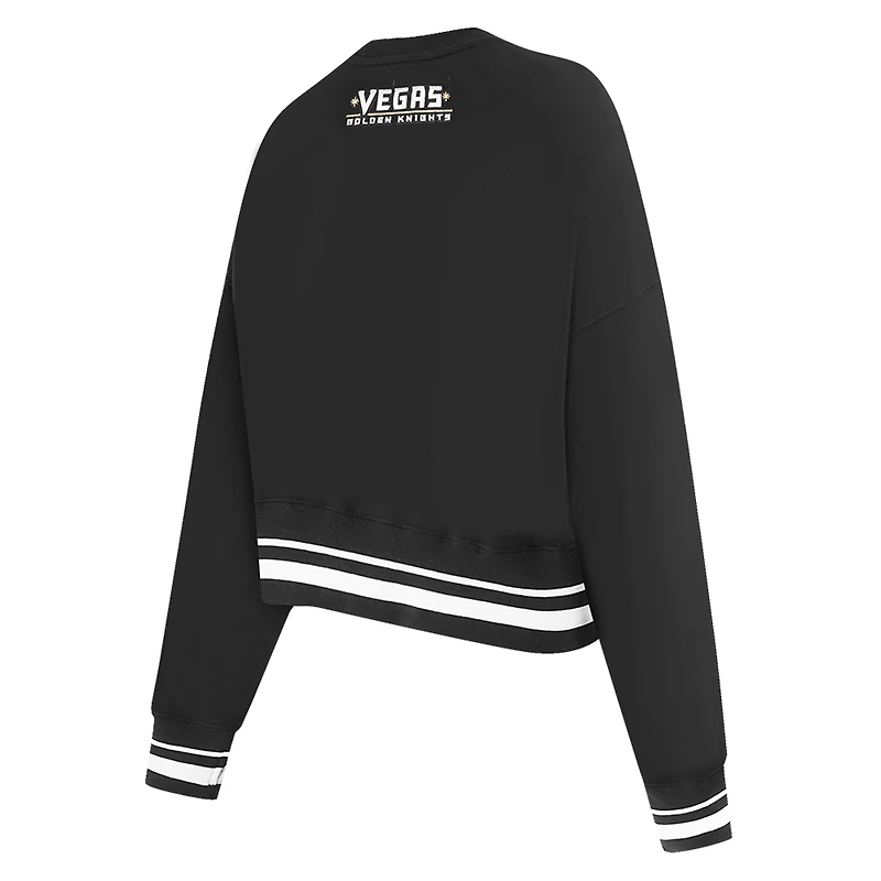 Women's Pro Standard  Black Vegas Golden Knights Area Code Cropped Pullover Sweatshirt