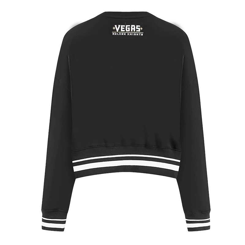 Women's Pro Standard  Black Vegas Golden Knights Area Code Cropped Pullover Sweatshirt