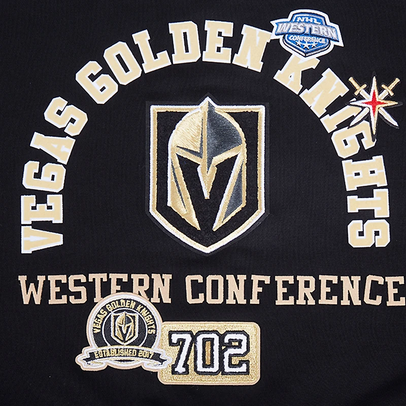Women's Pro Standard  Black Vegas Golden Knights Area Code Cropped Pullover Sweatshirt