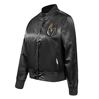 Veste en satin à boutons-pression pour femme Pro Standard Black Vegas Golden Knights avec strass