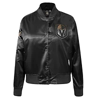 Veste en satin à boutons-pression pour femme Pro Standard Black Vegas Golden Knights avec strass