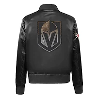 Veste en satin à boutons-pression pour femme Pro Standard Black Vegas Golden Knights avec strass