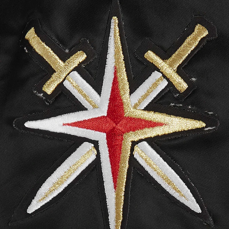 Veste en satin à boutons-pression pour femme Pro Standard Black Vegas Golden Knights avec strass