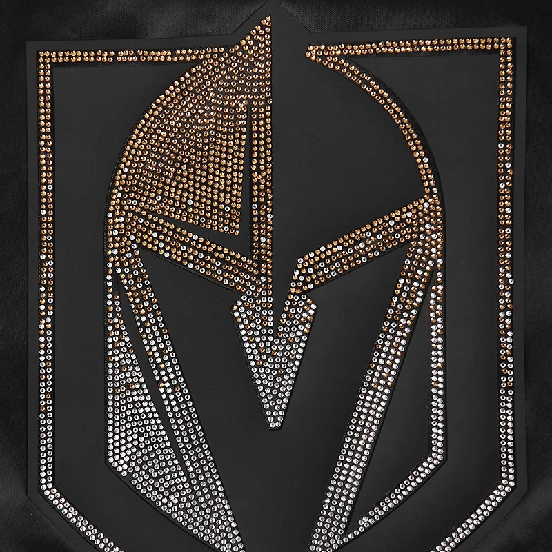 Veste en satin à boutons-pression pour femme Pro Standard Black Vegas Golden Knights avec strass