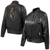 Veste en satin à boutons-pression pour femme Pro Standard Black Vegas Golden Knights avec strass
