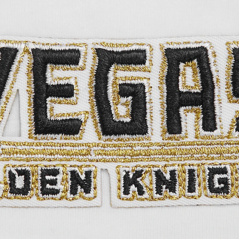 T-shirt court Pro Standard White Vegas Golden Knights Boxy Script Tail pour femmes