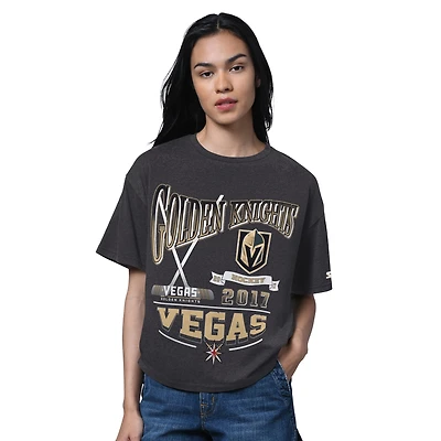 Women's Starter Heather Black Vegas Golden Knights Oversized Hall of Fame T-Shirt