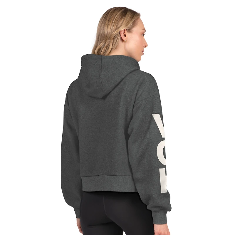 Women's Starter Heather Charcoal Vegas Golden Knights Star Player Cropped Fleece Hoodie