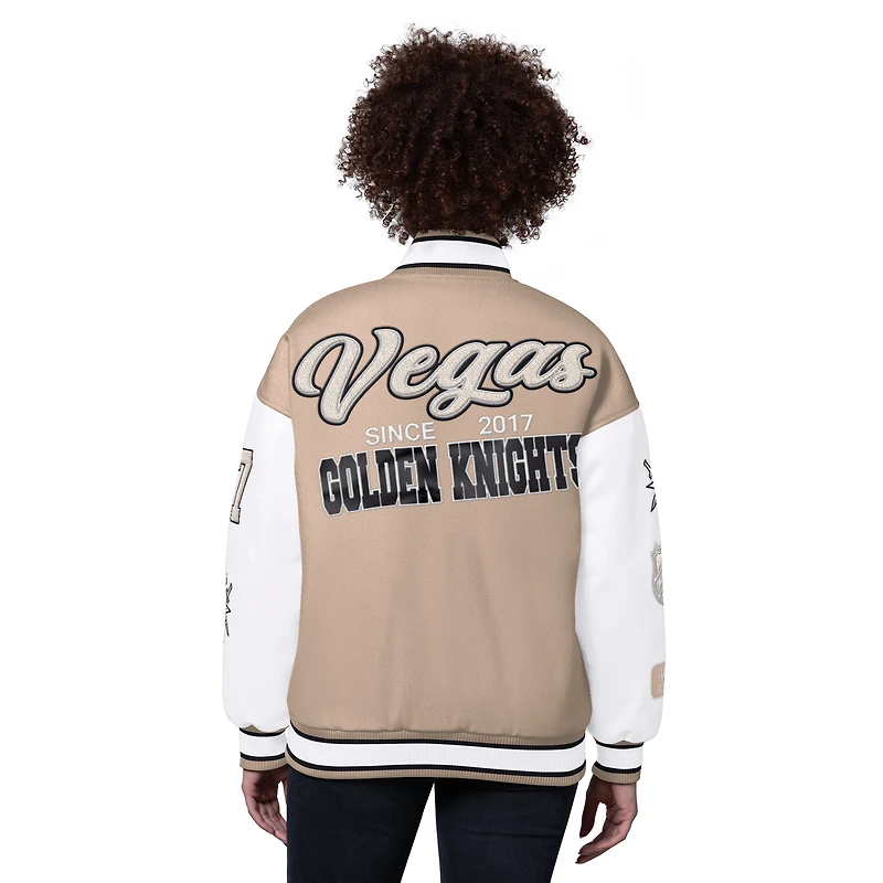 Women's Starter Natural Vegas Golden Knights Free Ball Varsity Jacket