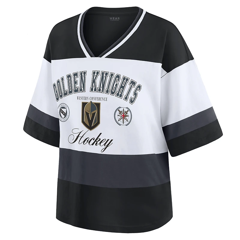 Women's WEAR by Erin Andrews Black/White Vegas Golden Knights Jersey Style Tee