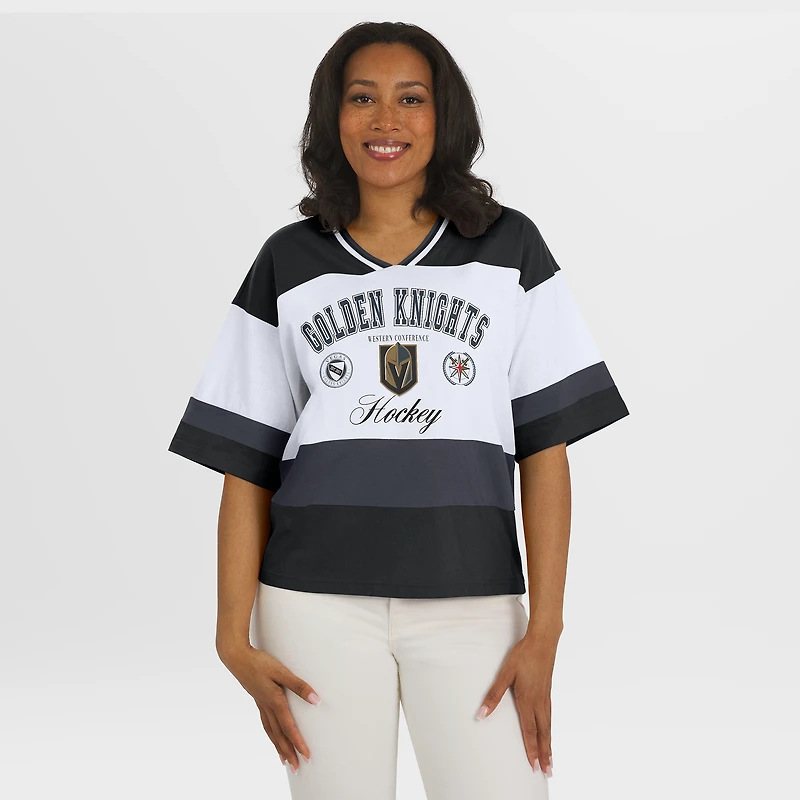 Women's WEAR by Erin Andrews Black/White Vegas Golden Knights Jersey Style Tee