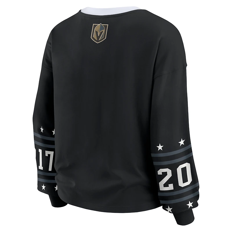 T-shirt de sport à manches longues pour femme WEAR by Erin Andrews, noir, des Vegas Golden Knights