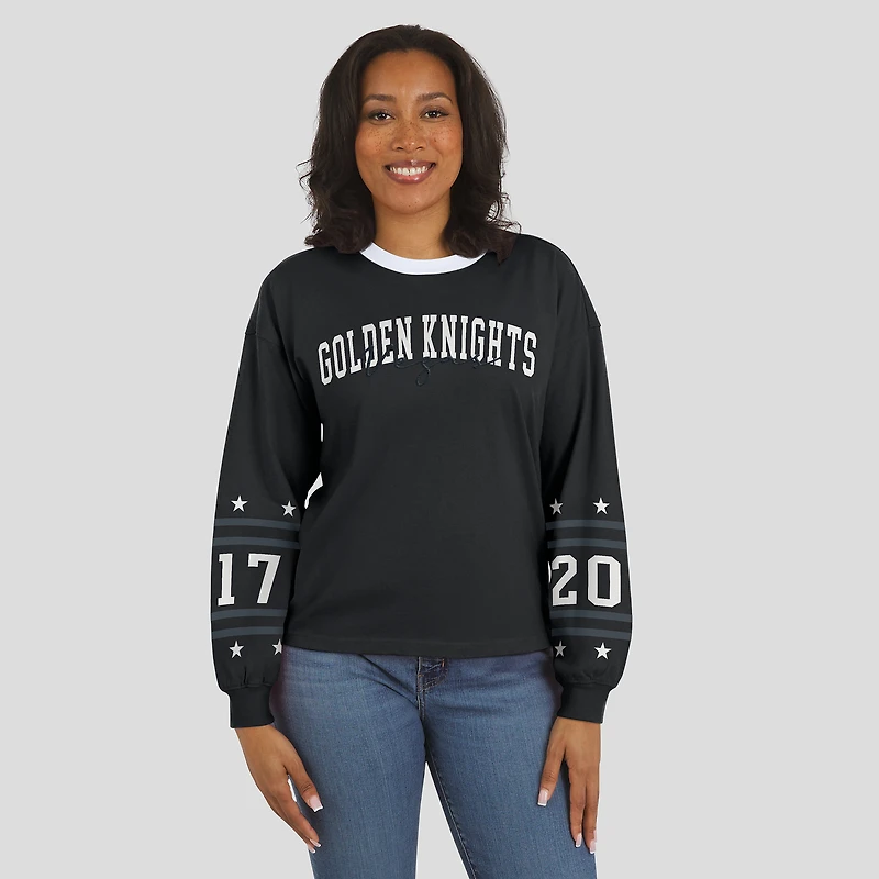 T-shirt de sport à manches longues pour femme WEAR by Erin Andrews, noir, des Vegas Golden Knights