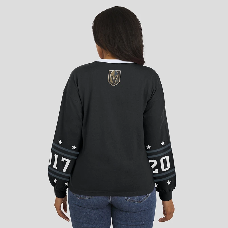 T-shirt de sport à manches longues pour femme WEAR by Erin Andrews, noir, des Vegas Golden Knights