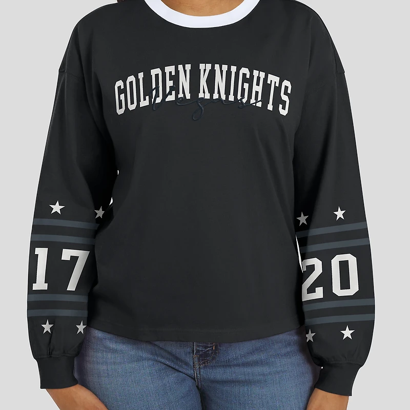 Women's WEAR by Erin Andrews Black Vegas Golden Knights Long-Sleeve Sport T-Shirt
