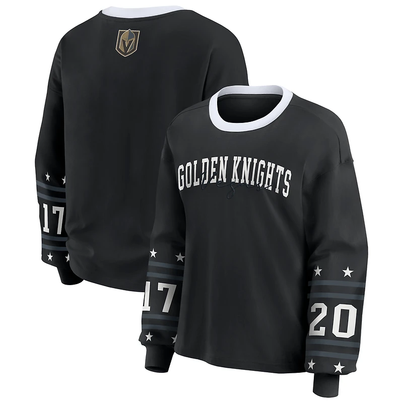 T-shirt de sport à manches longues pour femme WEAR by Erin Andrews, noir, des Vegas Golden Knights