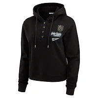 Sweat à capuche en tricot gaufré noir Vegas Golden Knights pour femme WEAR by Erin Andrews