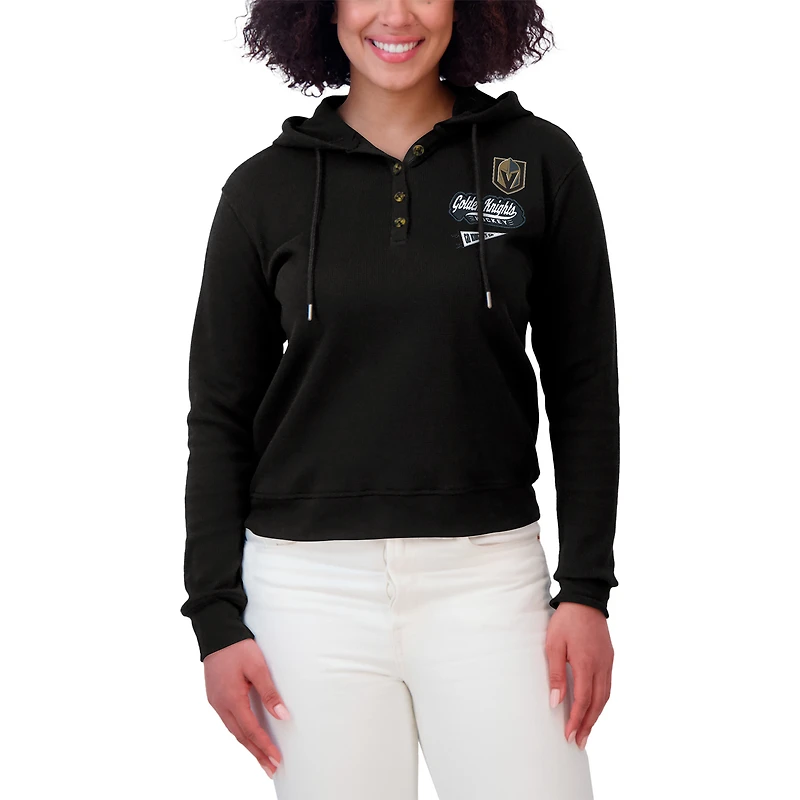 Sweat à capuche en tricot gaufré noir Vegas Golden Knights pour femme WEAR by Erin Andrews