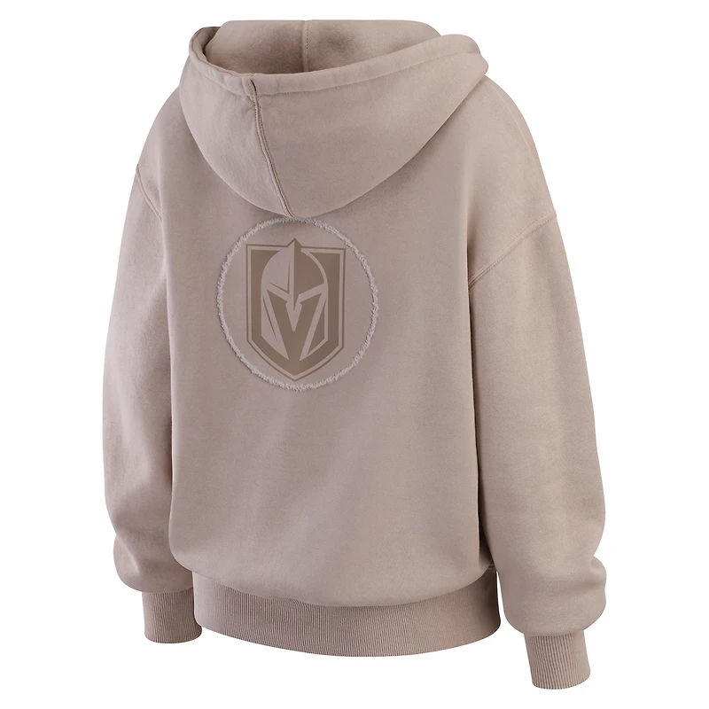 Pull ras du cou délavé pour femme par Erin Andrews Tan Vegas Golden Knights