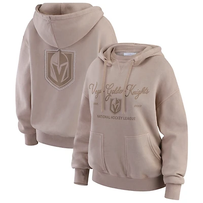 Women's WEAR by Erin Andrews Tan Vegas Golden Knights Washed Pullover Crewdie
