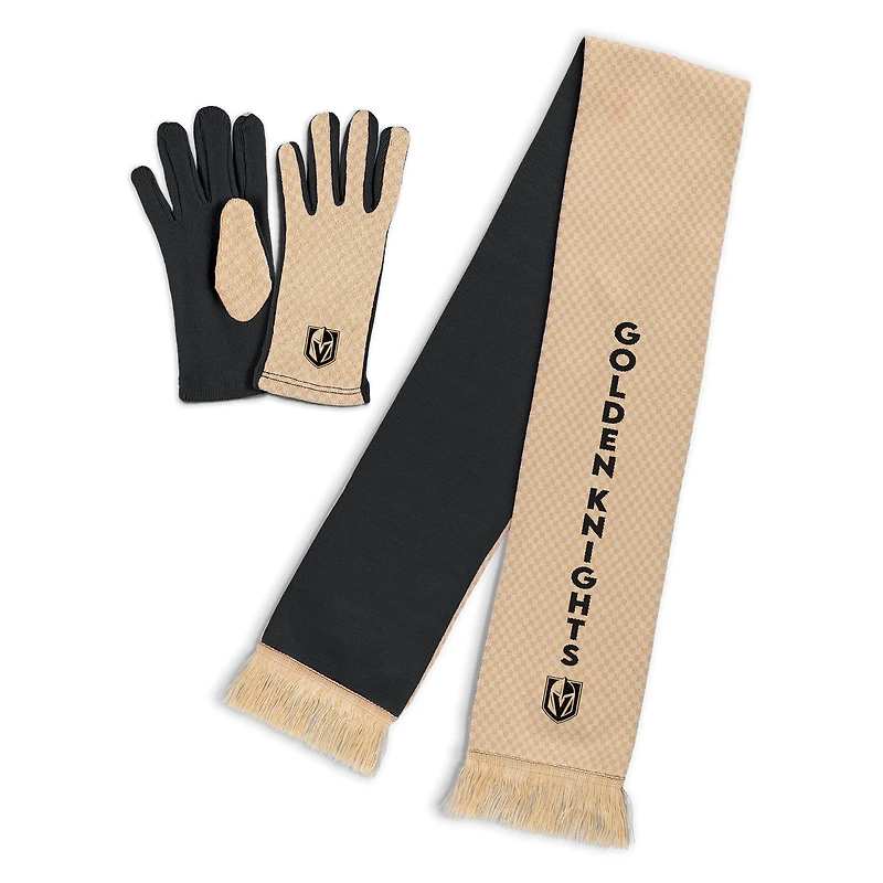 Ensemble écharpe et gants à micro-carreaux ton sur ton pour femmes WEAR by Erin Andrews Vegas Golden Knights