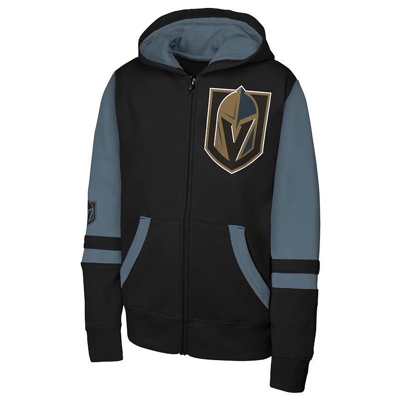 Youth Black Vegas Golden Knights Face Off Full-Zip Hoodie