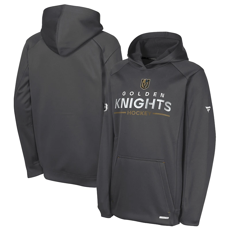 Sweat à capuche raglan authentique Pro Rink des Golden Knights de Vegas pour jeunes fanatiques gris