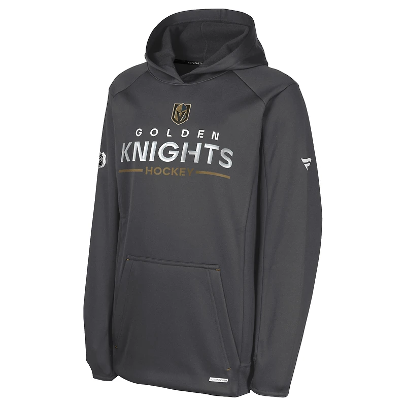 Youth Fanatics Gray Vegas Golden Knights Authentic Pro Rink Raglan Hoodie