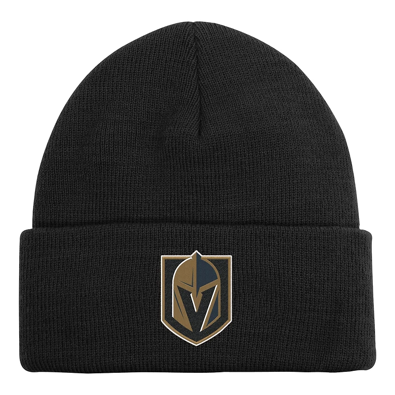 Youth Outerstuff Black Vegas Golden Knights 2.0 Essential Cuffed Knit Hat
