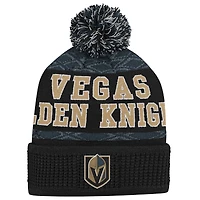 Bonnet en tricot à revers avec rondelle noire des Golden Knights de Vegas pour jeunes avec pompon