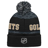 Bonnet en tricot à revers avec rondelle noire des Golden Knights de Vegas pour jeunes avec pompon