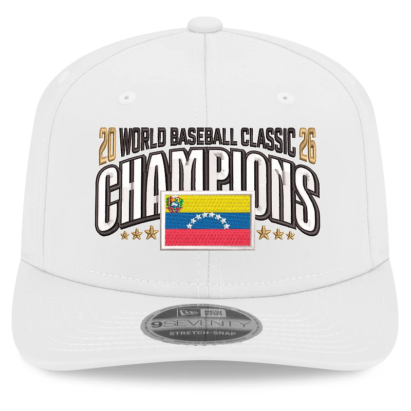 Casquette ajustable New Era blanche pour homme, Venezuela, champions de la Classique mondiale de baseball 2026, modèle 9SEVENTY