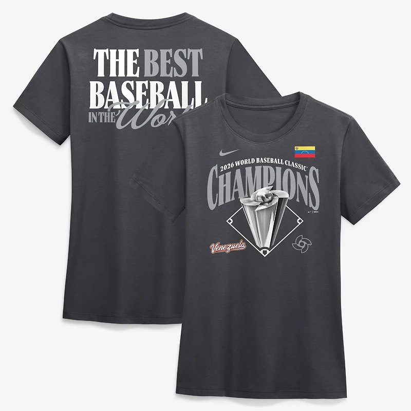 T-shirt Nike Anthracite Femme Venezuela Baseball Champions Classique Mondiale de 2026