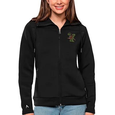 Women's Antigua Black Vermont Catamounts Protect Full-Zip Jacket