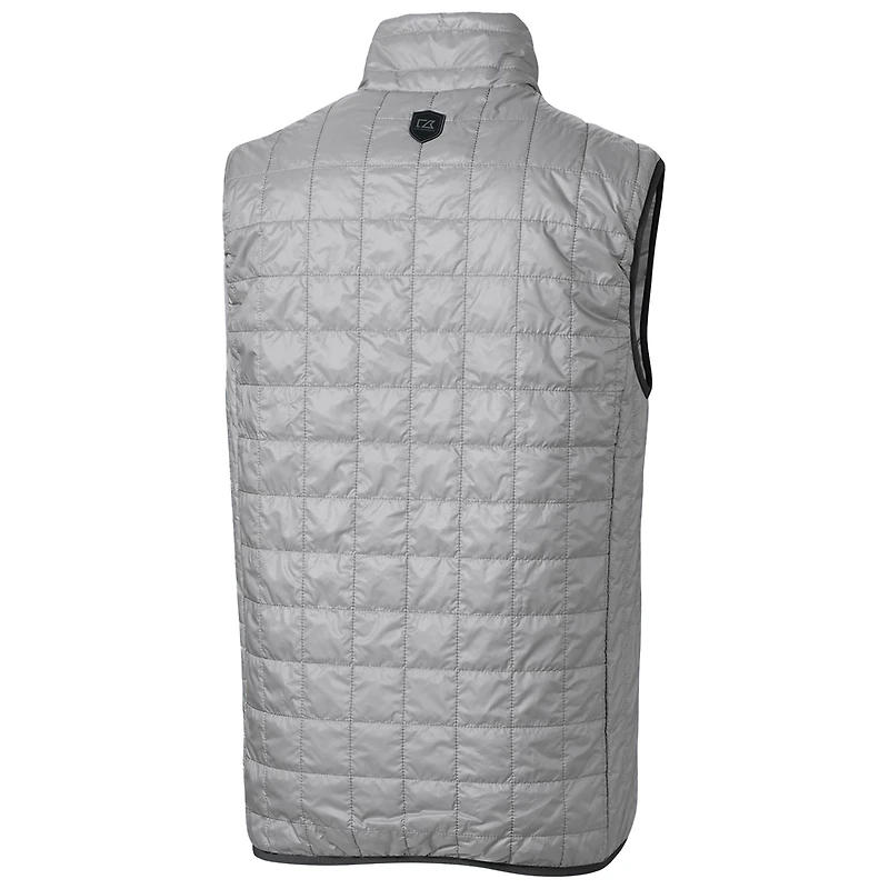 Gilet matelassé isolant entièrement zippé Rainier PrimaLoft Eco avec logo de l'équipe principale des Wildcats Villanova, gris Cutter & Buck