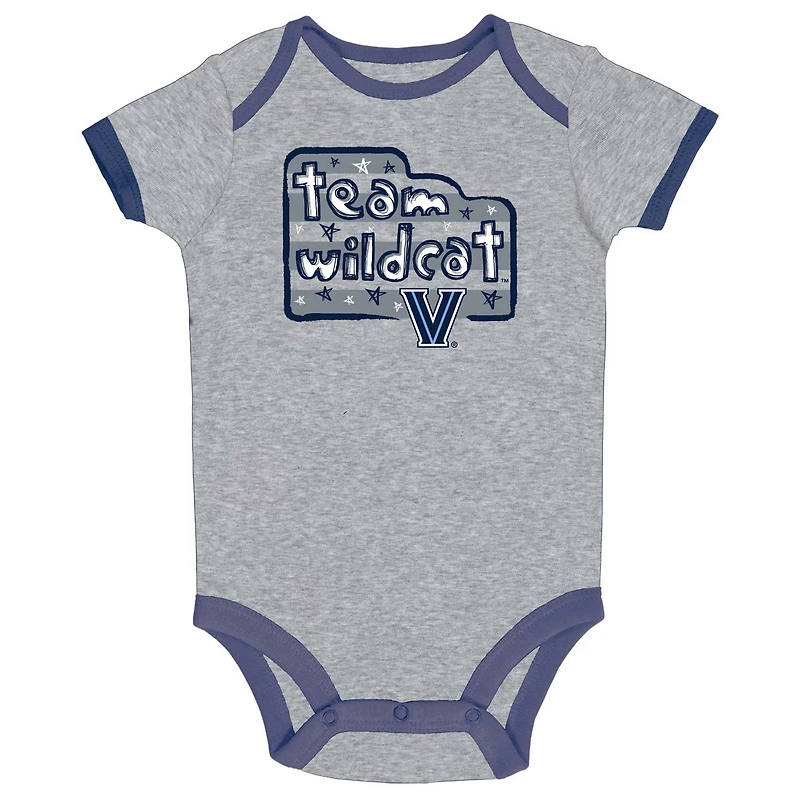 Lot de 3 bodys Villanova Wildcats pour bébé Champion bleu marine/gris/blanc